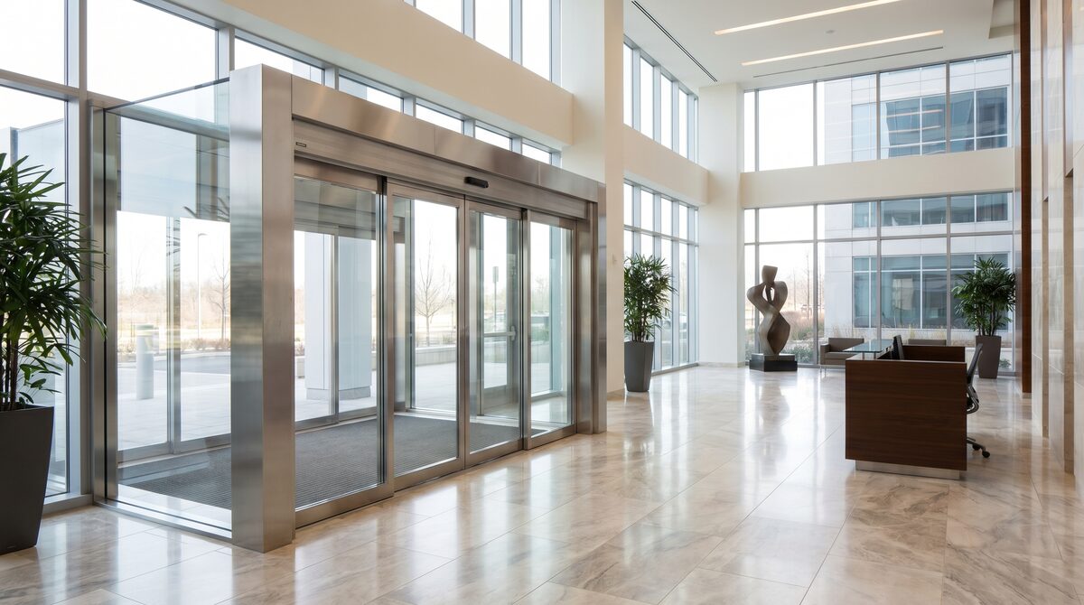 Puertas automáticas en oficinas — Mecaninox, Medellín